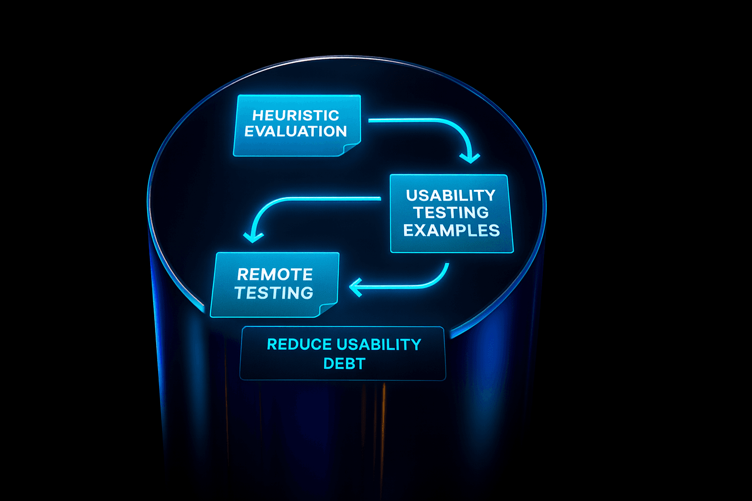 Roadmap showing steps from usability testing examples to improved user insights