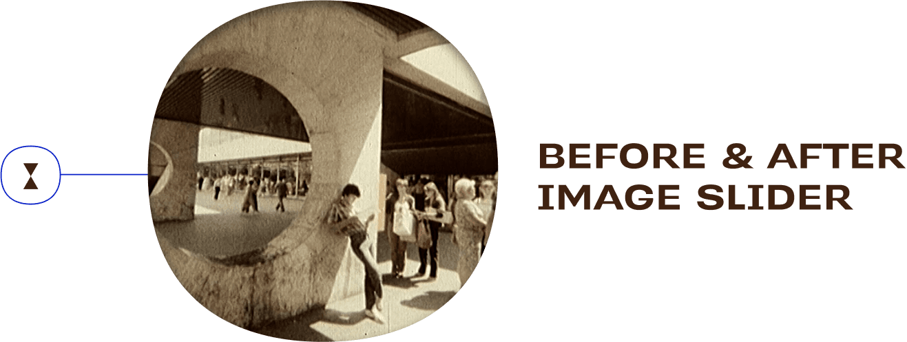 Before & after image slider — interactive feature from Ikony.tv