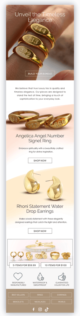 An email design GrowthTrigger did for their jewelry brand client