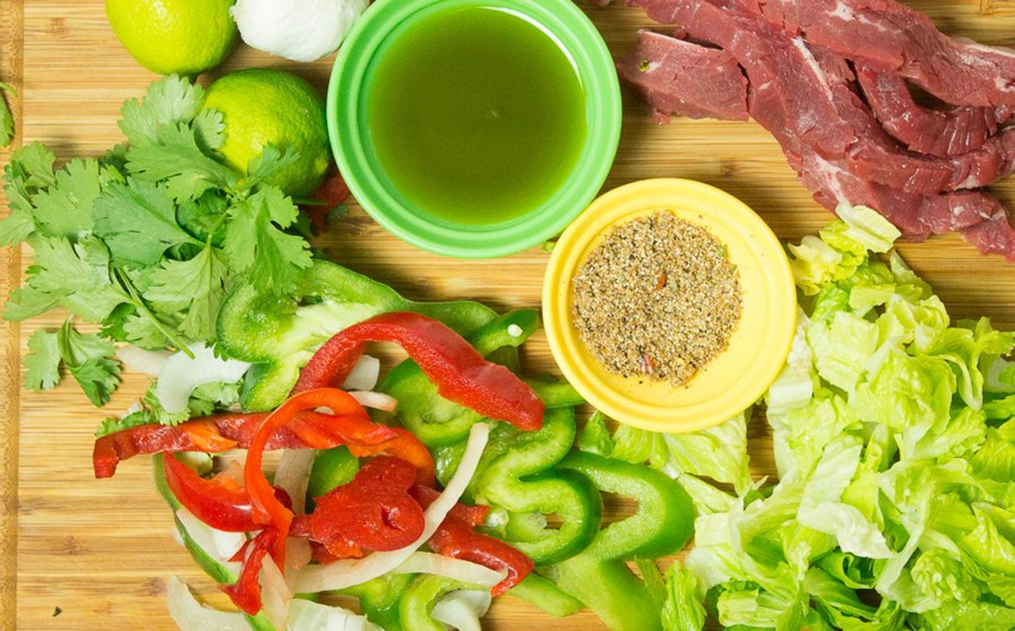 ingredients for the sheet pan fajita salad