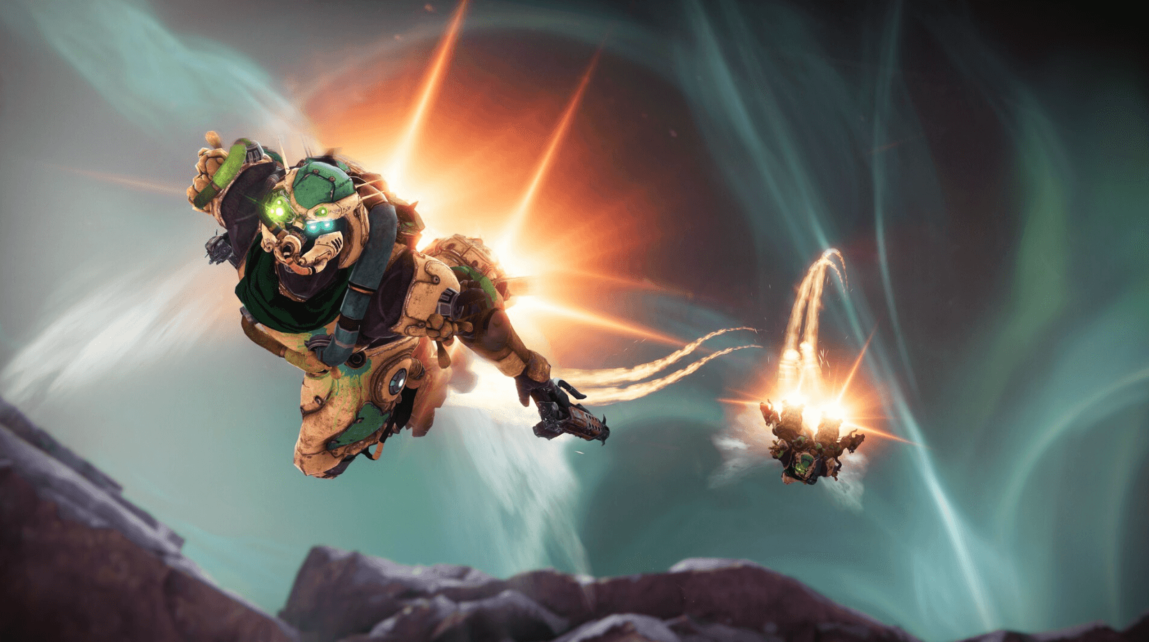 Screenshot Destiny 2 Année de la Prophétie PC – combat spatial avec explosions, vol et vaisseaux dans décor sci-fi sur KeyVerse Gaming