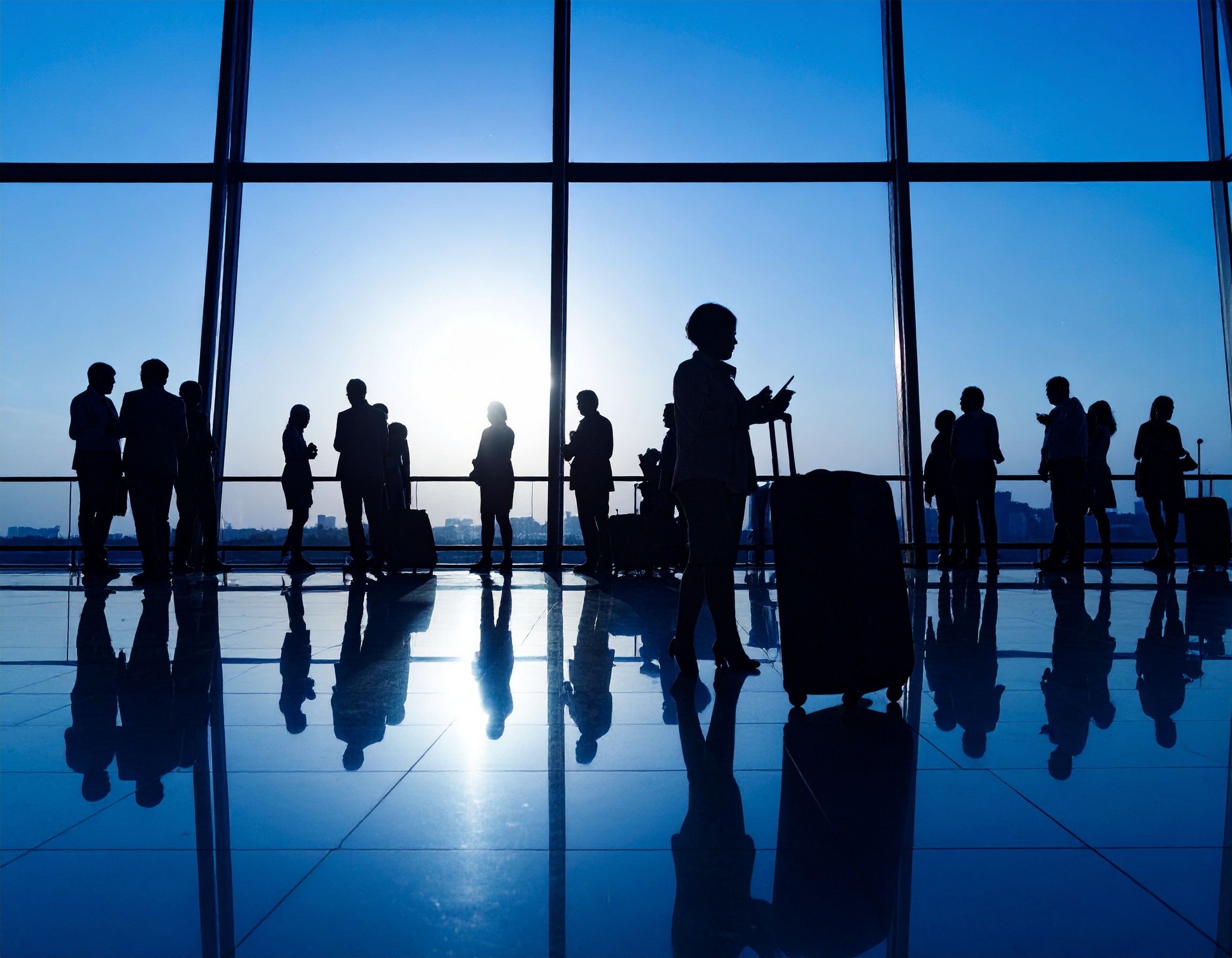 busy airport filled with professionals