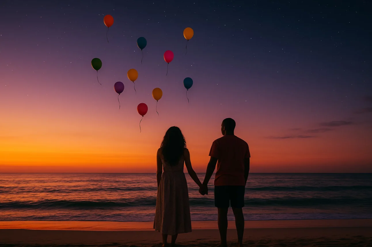 a beautiful sunset and a couple, serious dating and genuine connection