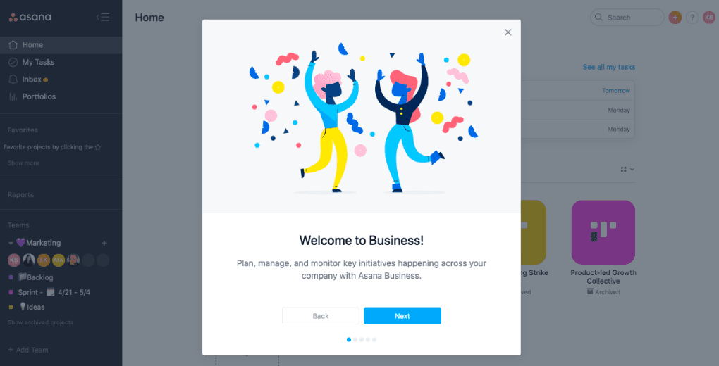 onboarding pop up example modal