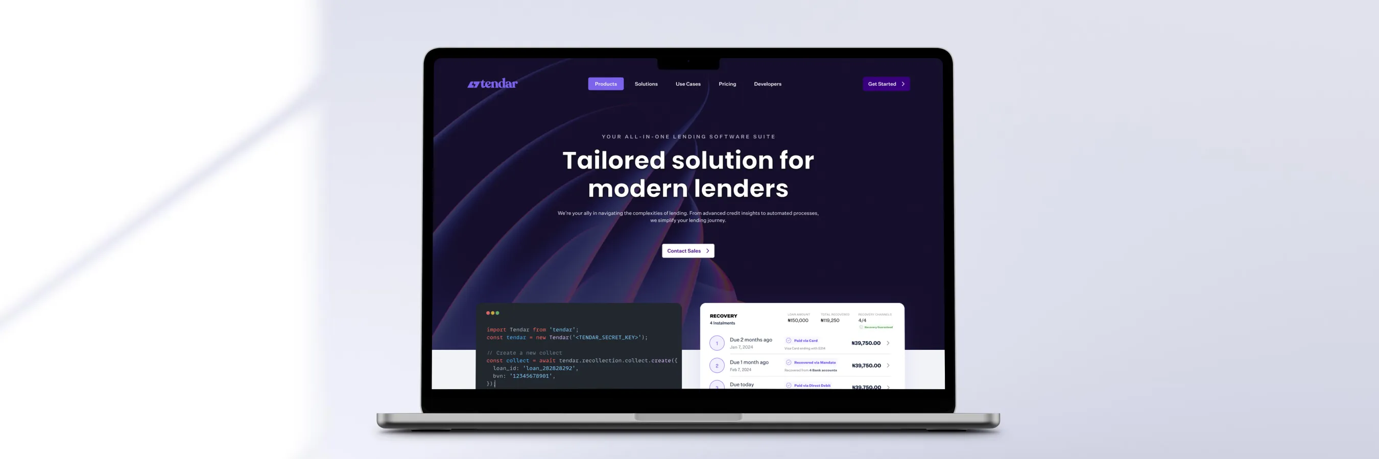 Image of Tendar Website