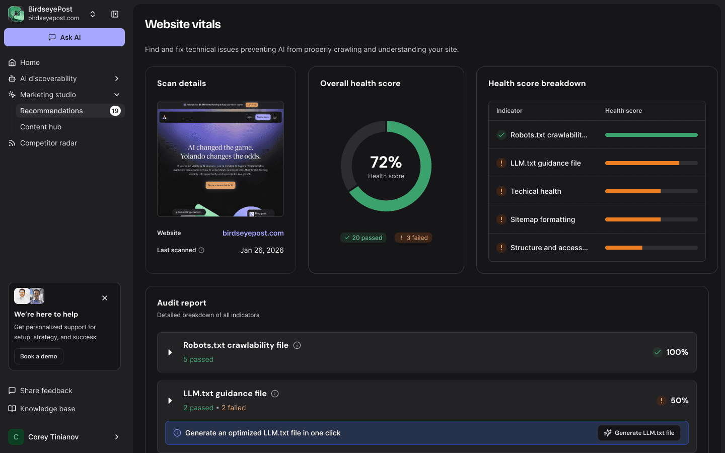 Yolando Website Vitals - GEO LLMs.txt file