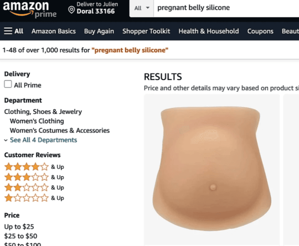 Ventre en Silicone sur Amazon