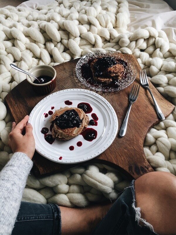 blueberry compote vegan pancakes