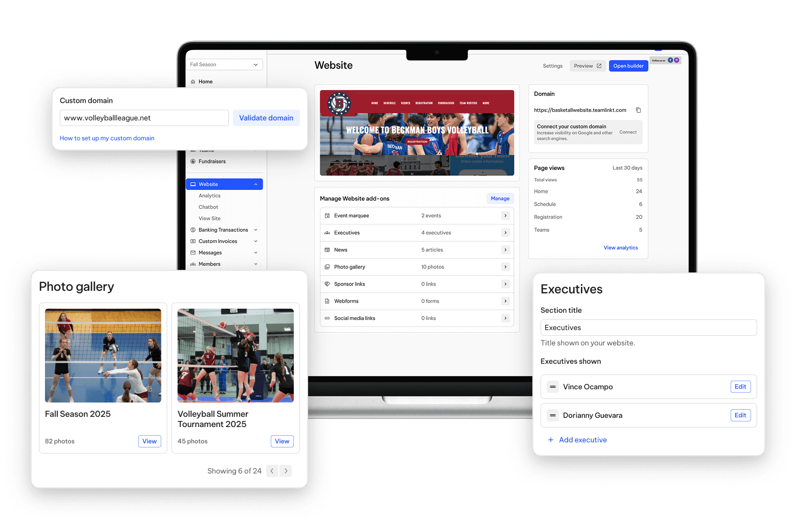TeamLinkt's Volleyball Website Builder for Footbal Leagues