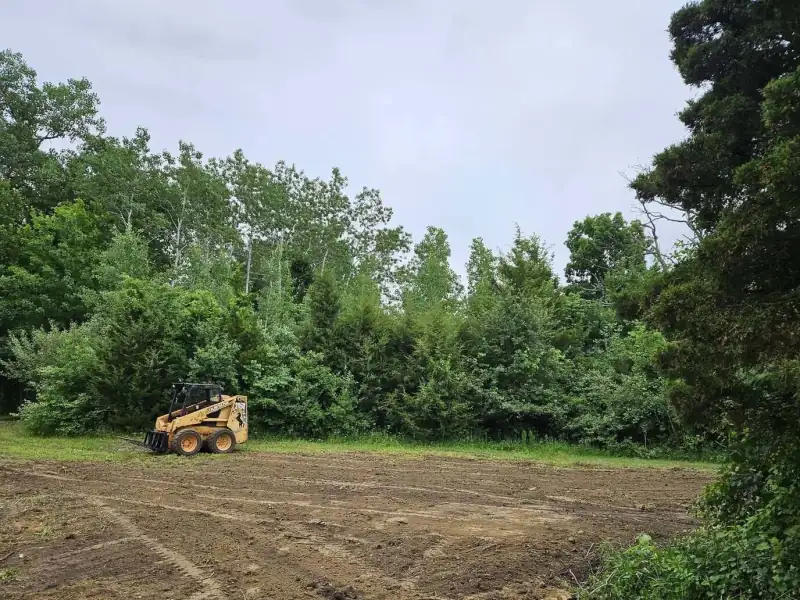 After: cleared field with skid steer after brush removal