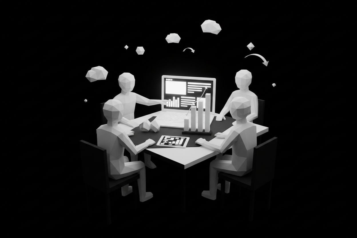 Marketing team reviewing SEO performance