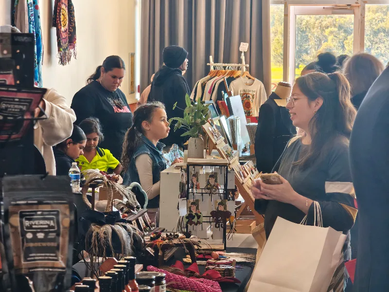 People gather at a community event