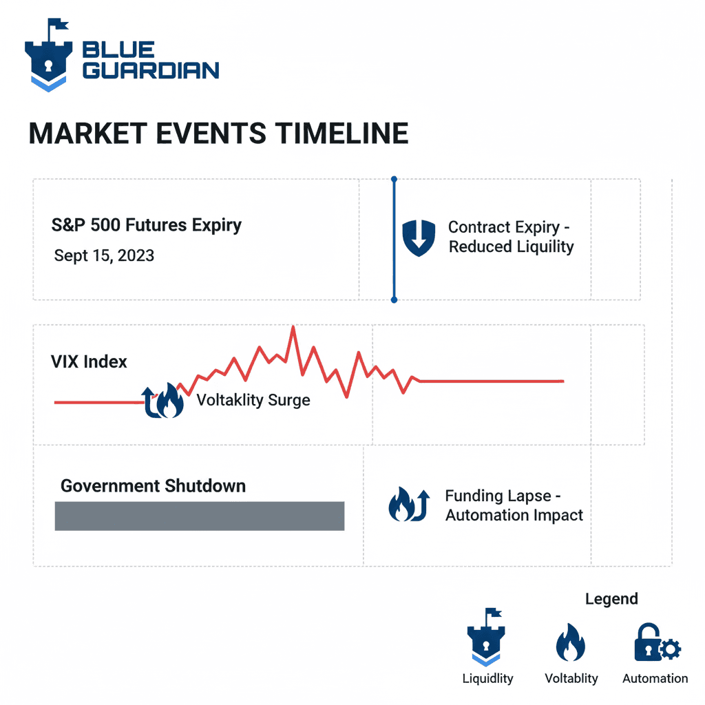 Infographic: S&P 500 futures expiry, VIX spike, government shutdown timeline