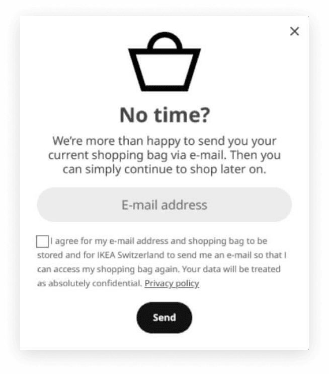 Schermata del widget Sovendus Optimize per chi abbandona il carrello