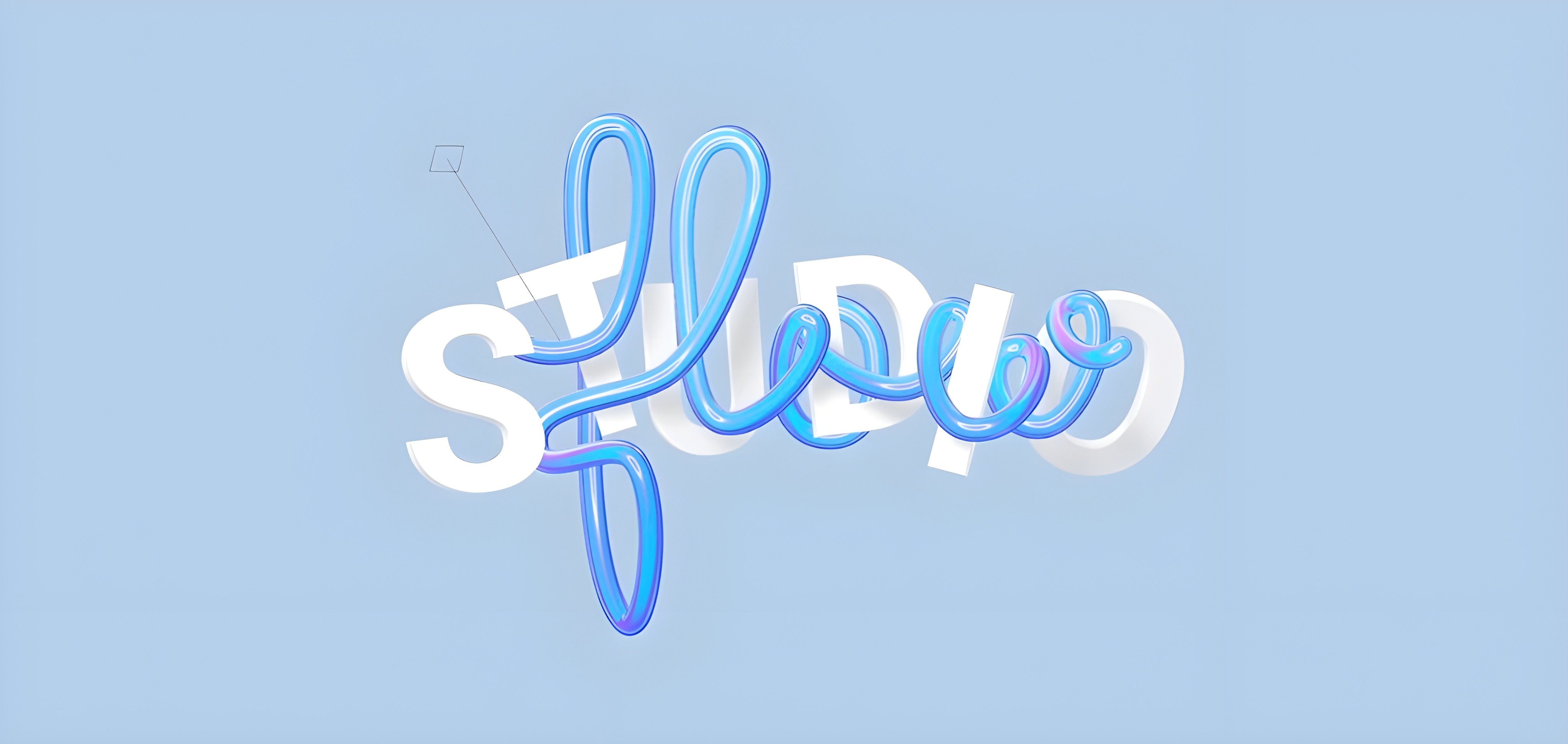 "Studio" text with flowing pipe effect