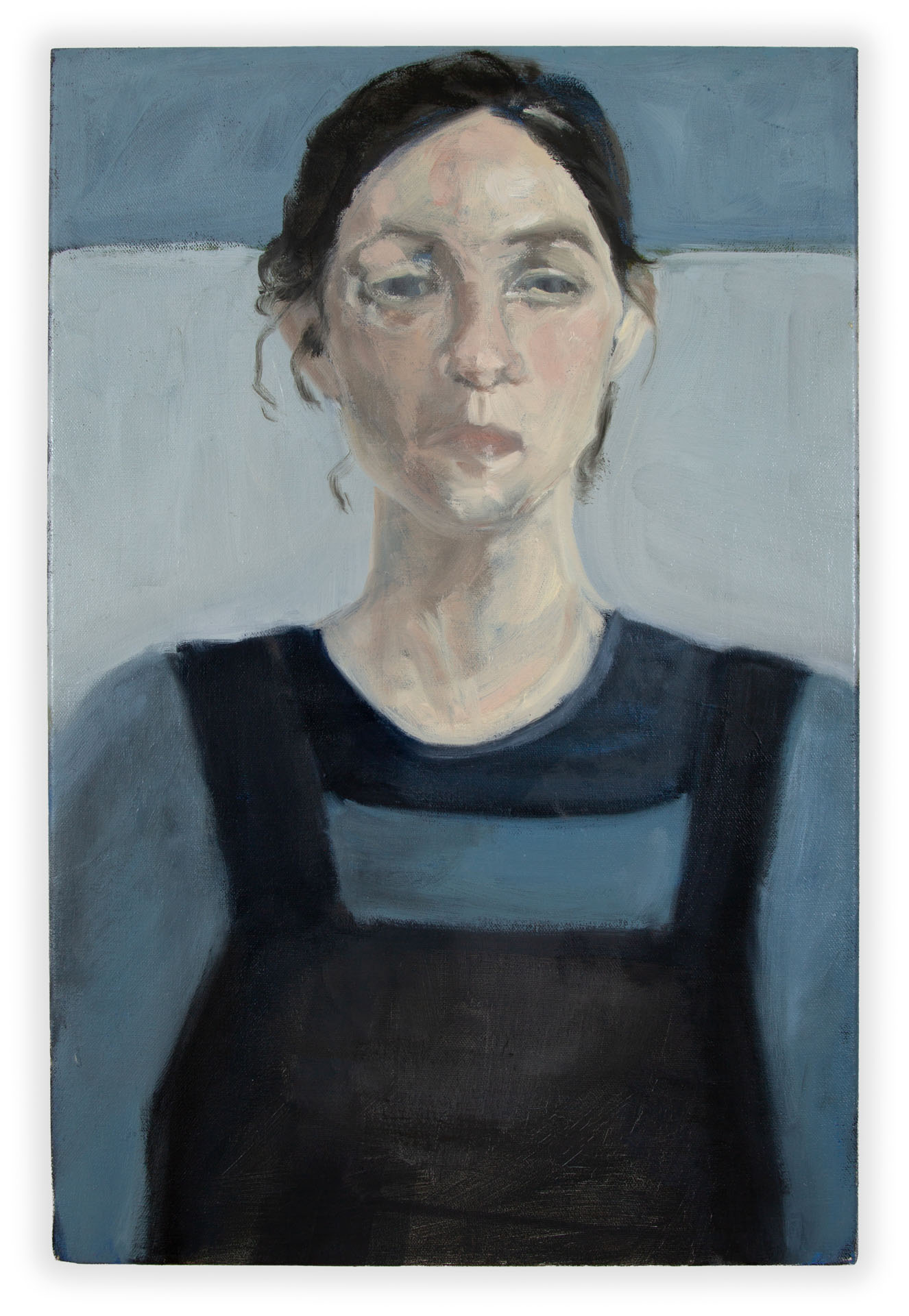 Self Portrait in Blue, 2023, oil on canvas, 27x17"