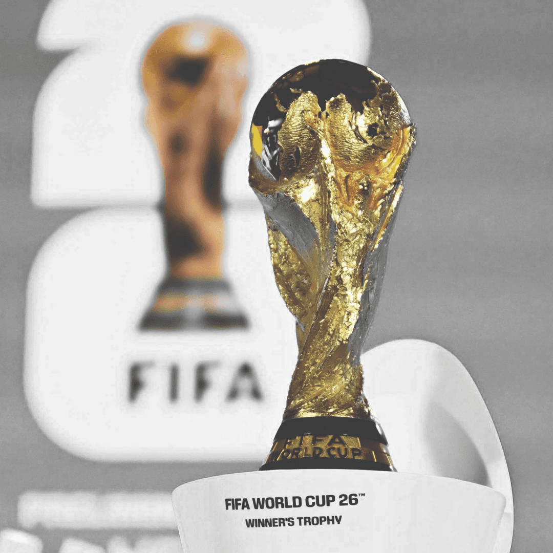 Official Kash FIFA World Cup 2026 branding on a stadium backdrop, illustrating the new 48-team tournament expansion and format.