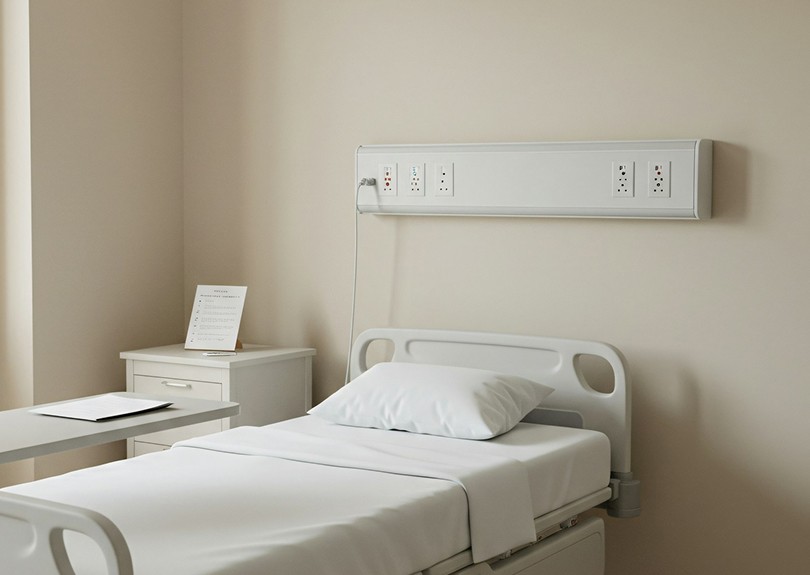Hospital room with a bed