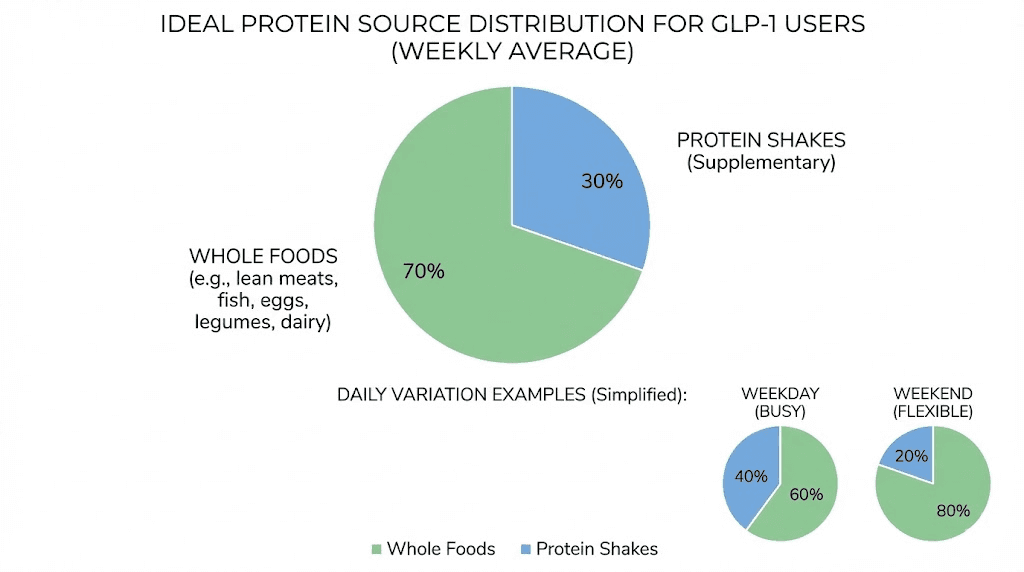 Protein source distribution between shakes and whole foods for GLP-1 users