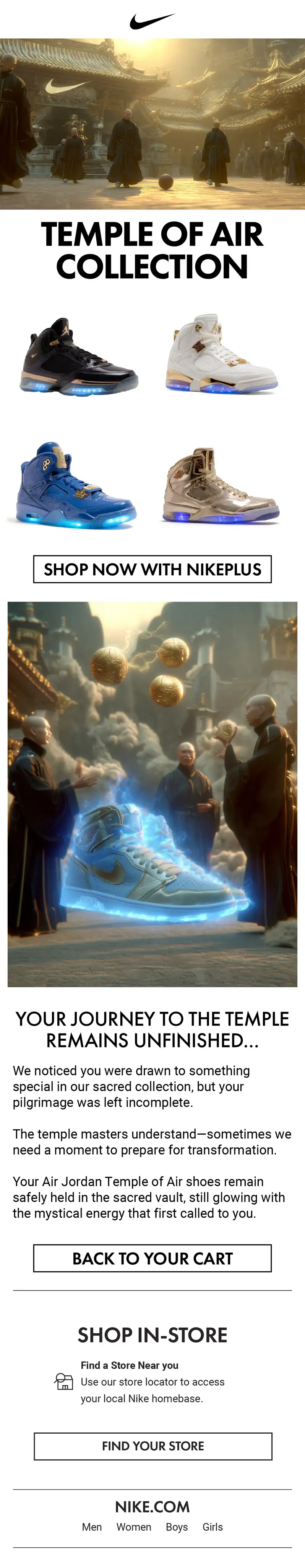 Nike Temple Of Air Email Campaign