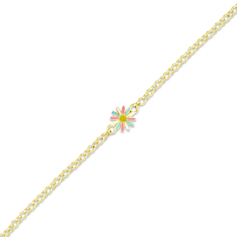 Assos Pırlanta Çiçek Figürlü 14 Ayar Altın Çocuk Bileklik Modeli