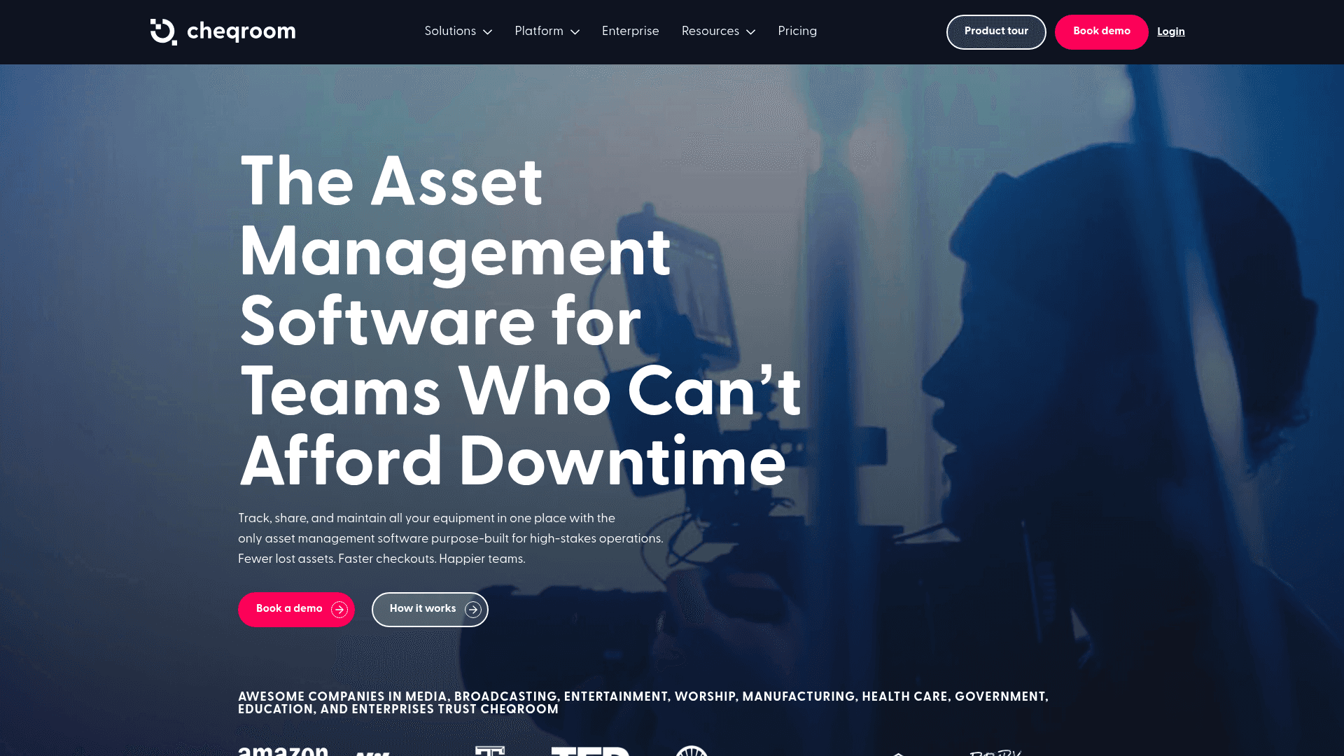 A screenshot of the Cheqroom landing page, an Asset Panda alternative specialized in managing shared equipment.