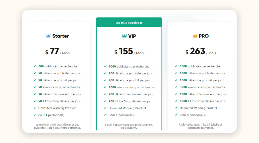 Comparison of PiPiAds plans