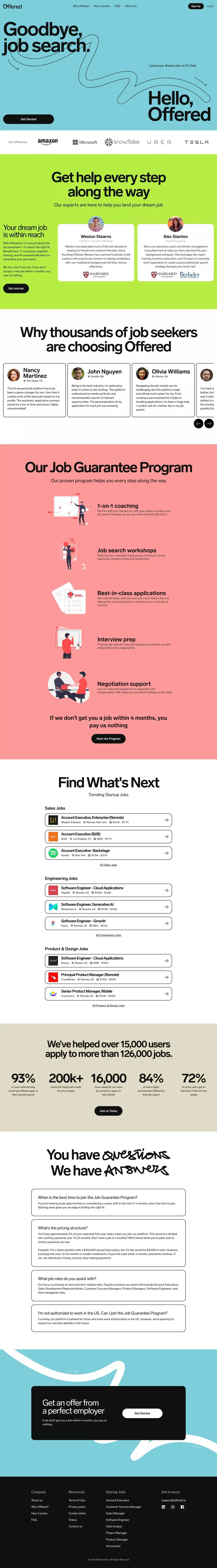 Accept an offer at a great company with landing page screenshot showcasing HR and Tech design