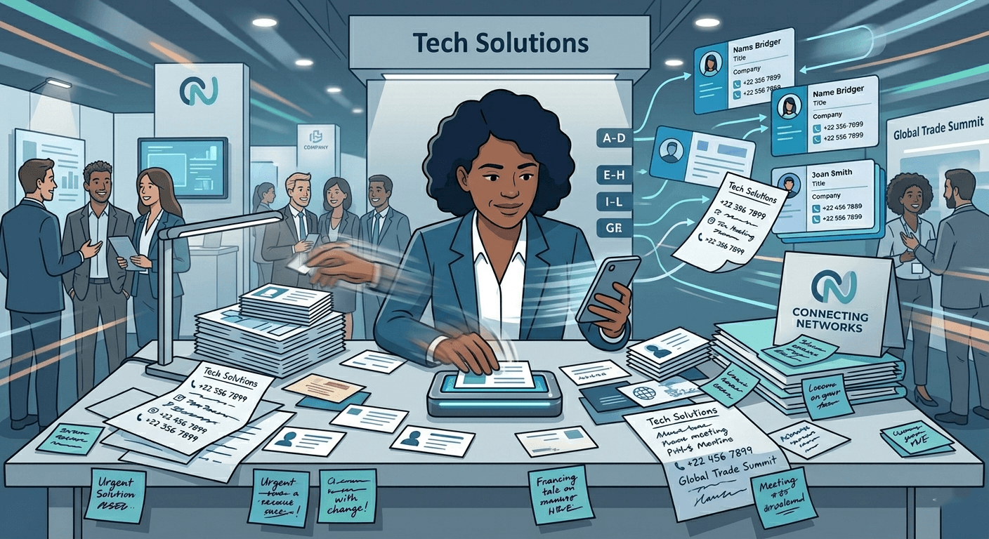 Fast business card scanning and lead capture during a busy event