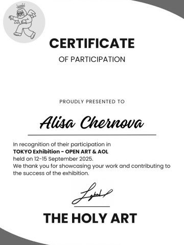 Golden Time Talent international art competition certificate awarded to Alisa Chernova