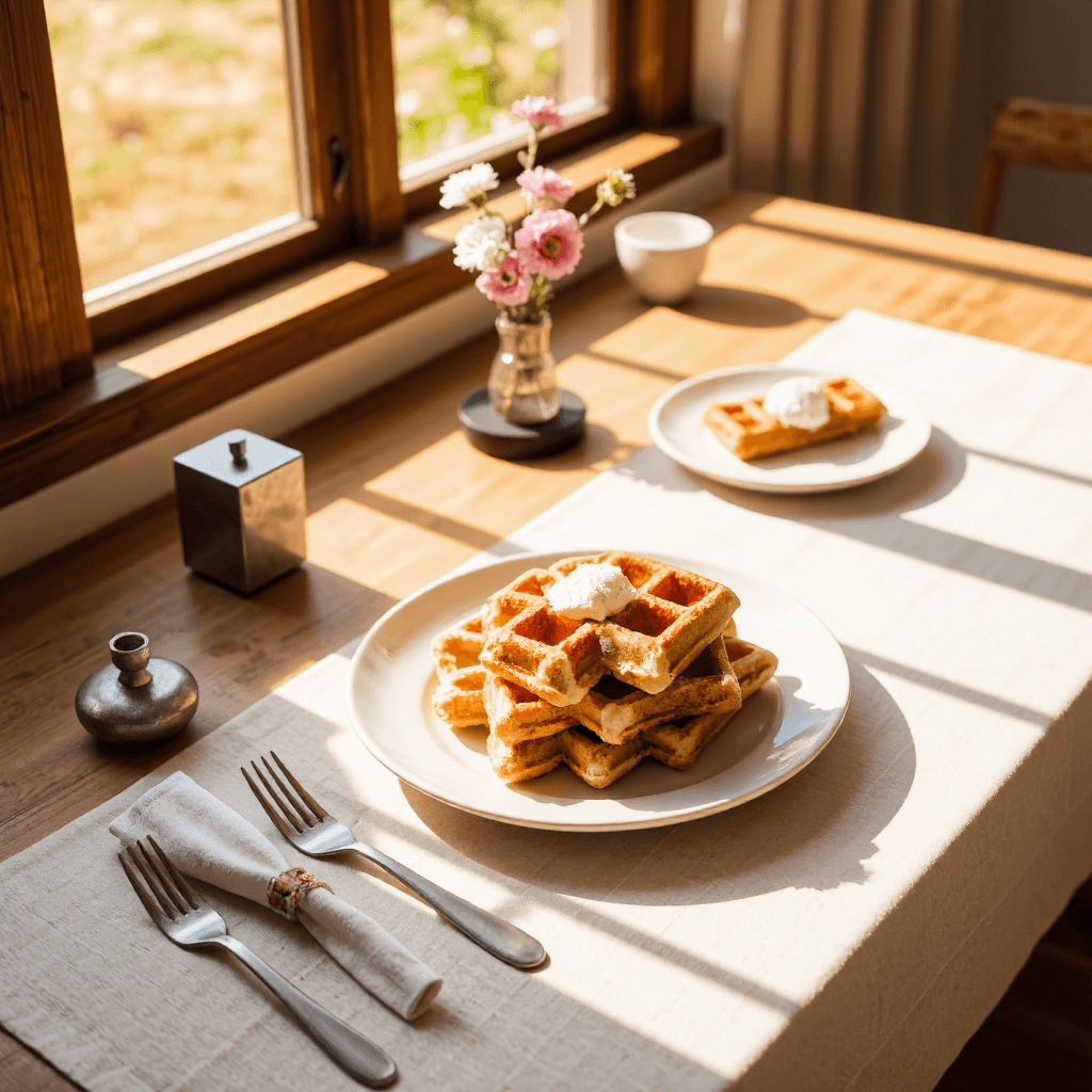 product photography of a plate of waffles