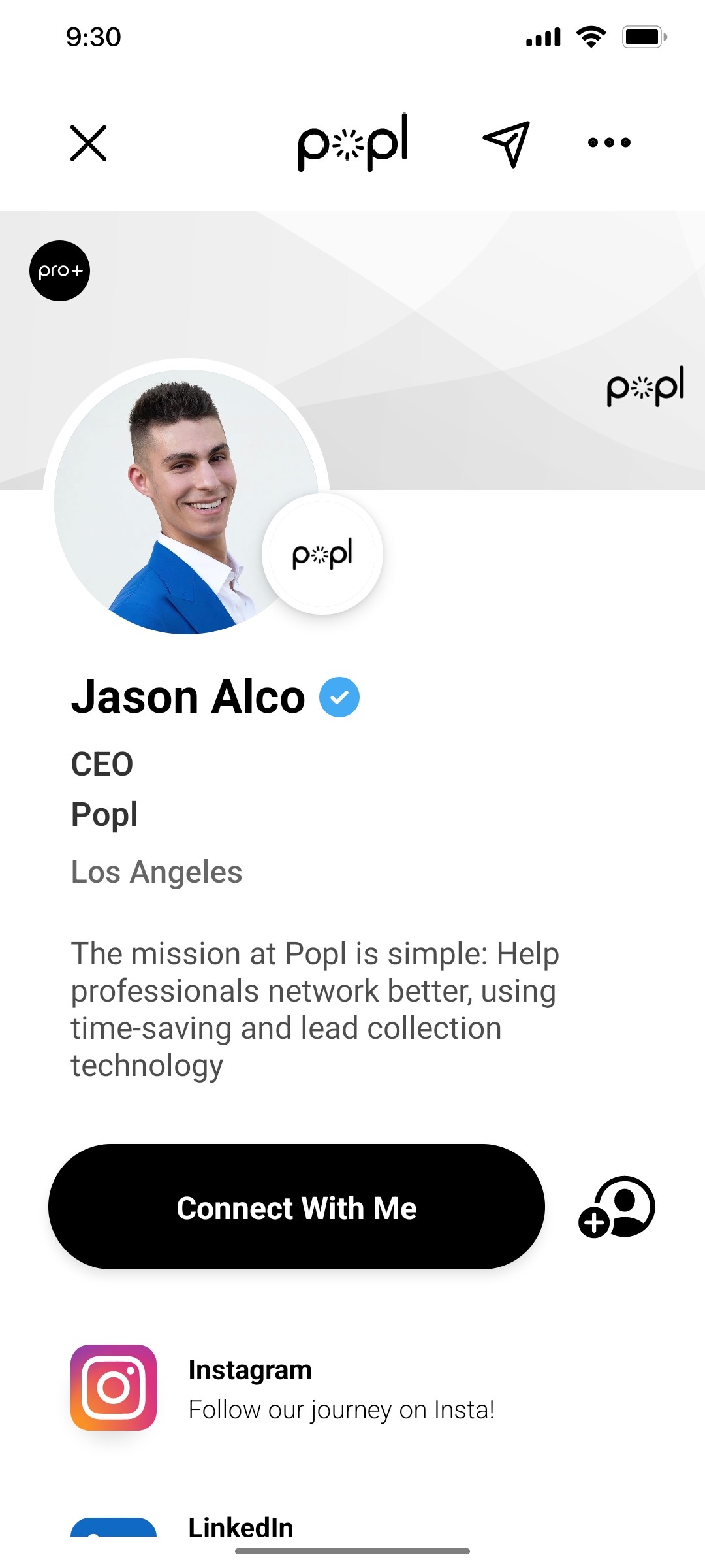 Popl Connection Screen