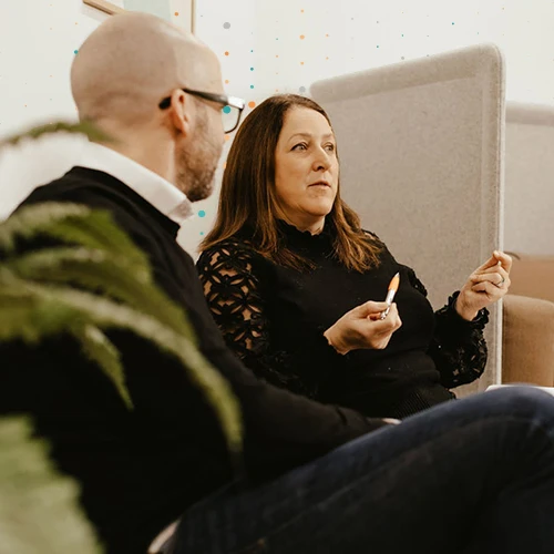 two people discussing Lean Tree partnerships