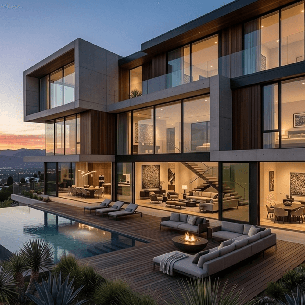 modern house with a pool