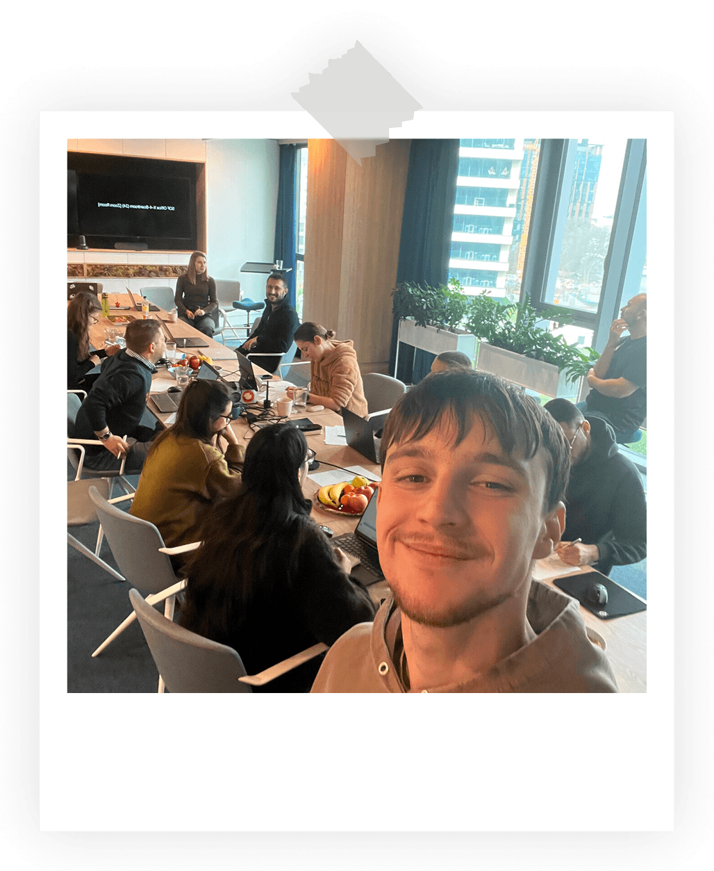 a photo of Phil, Daniel Dungyov, Petya Perkova, Georgi Balinov and a group of designers dusring a UX workshop