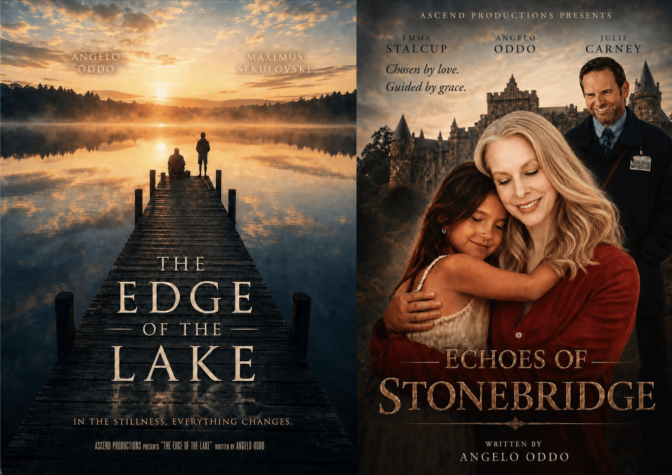 Posters for The Edge of the Lake and Echoes of Stonebridge.