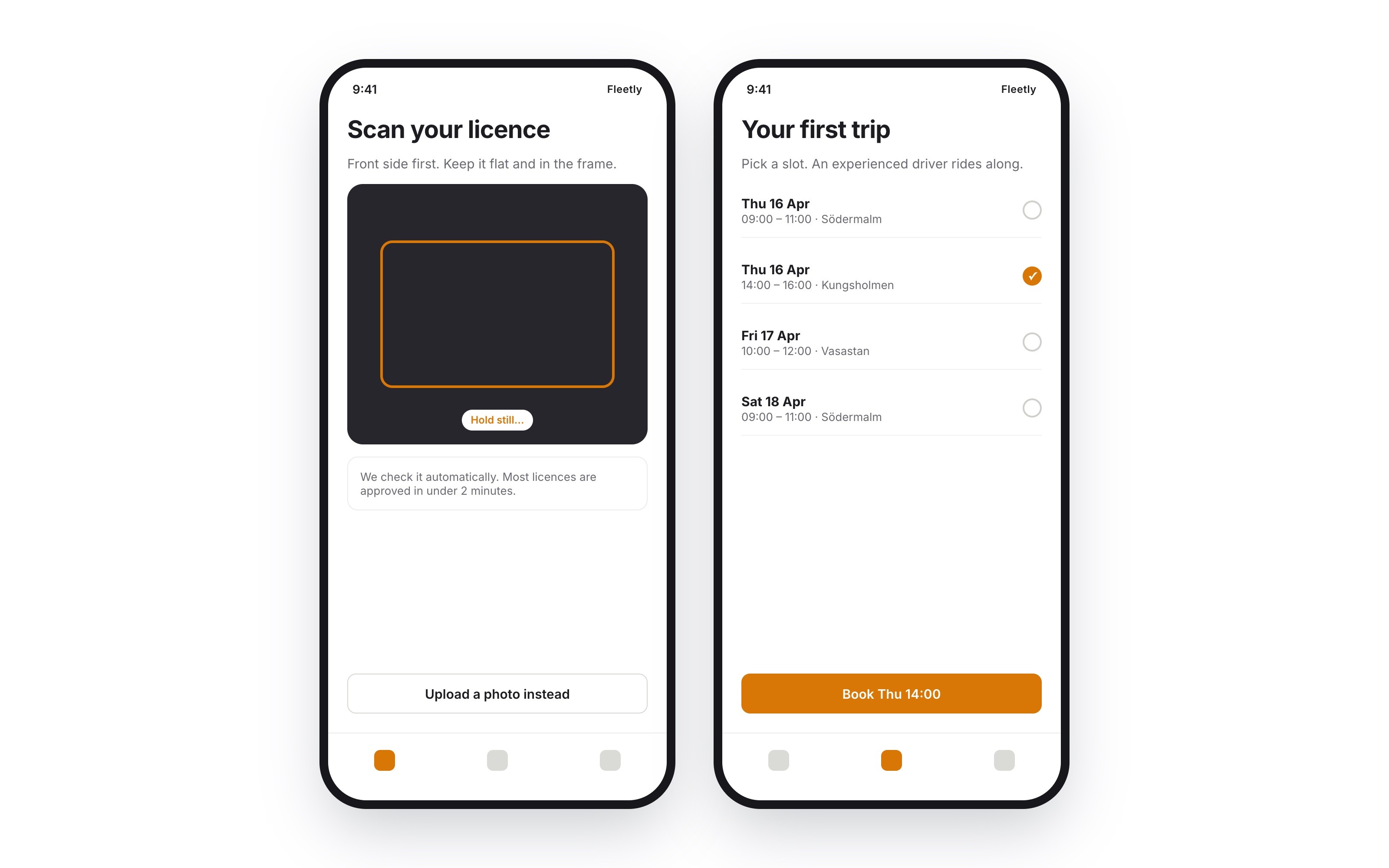 Licence scanner with a frame to line up the card