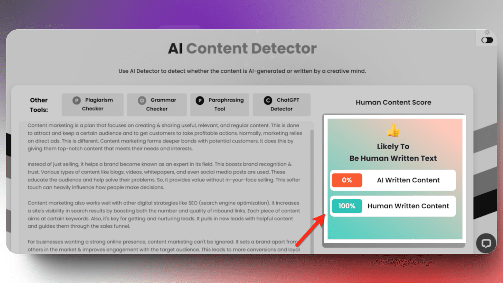 GravityWrite - Human Content Score: