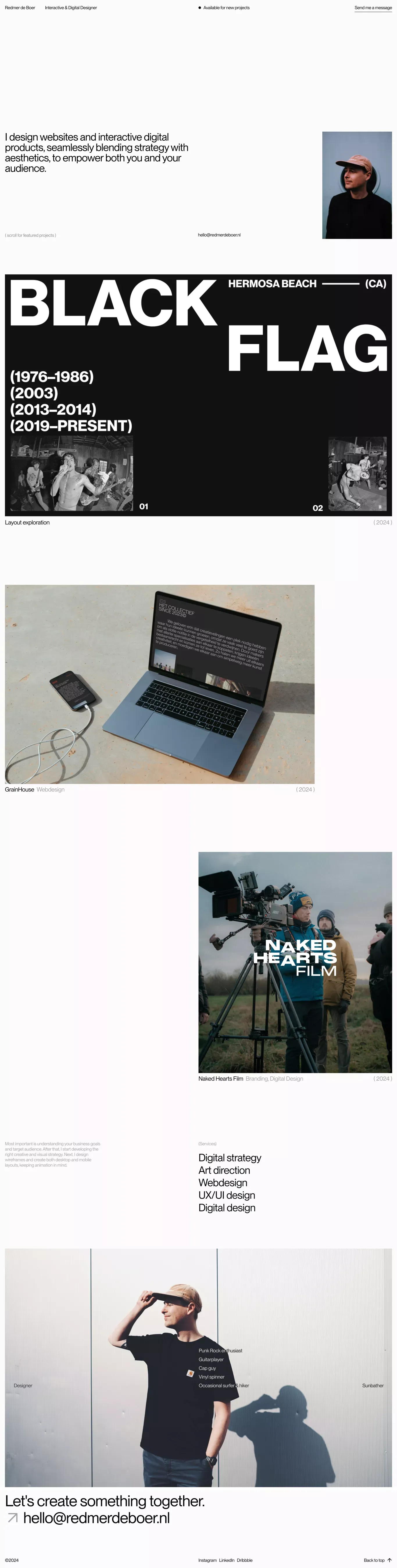 Redmer de Boer - Interactive & Digital D portfolio page screenshot showcasing Design design