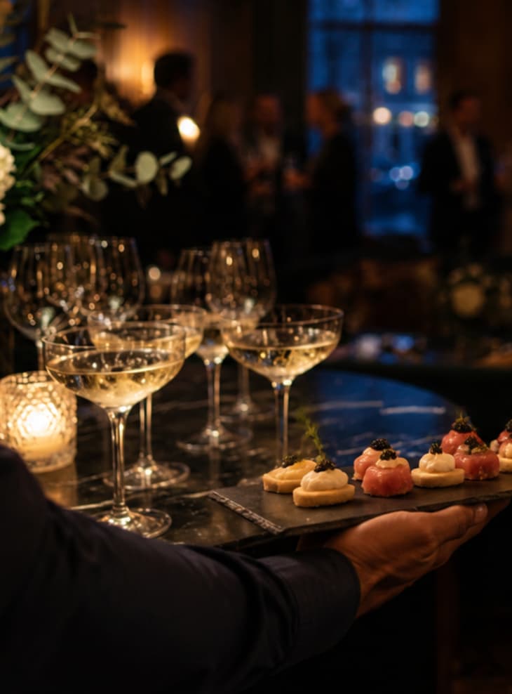 Hospitality met luxe amuses en champagne tijdens exclusief netwerkevent in Amsterdam