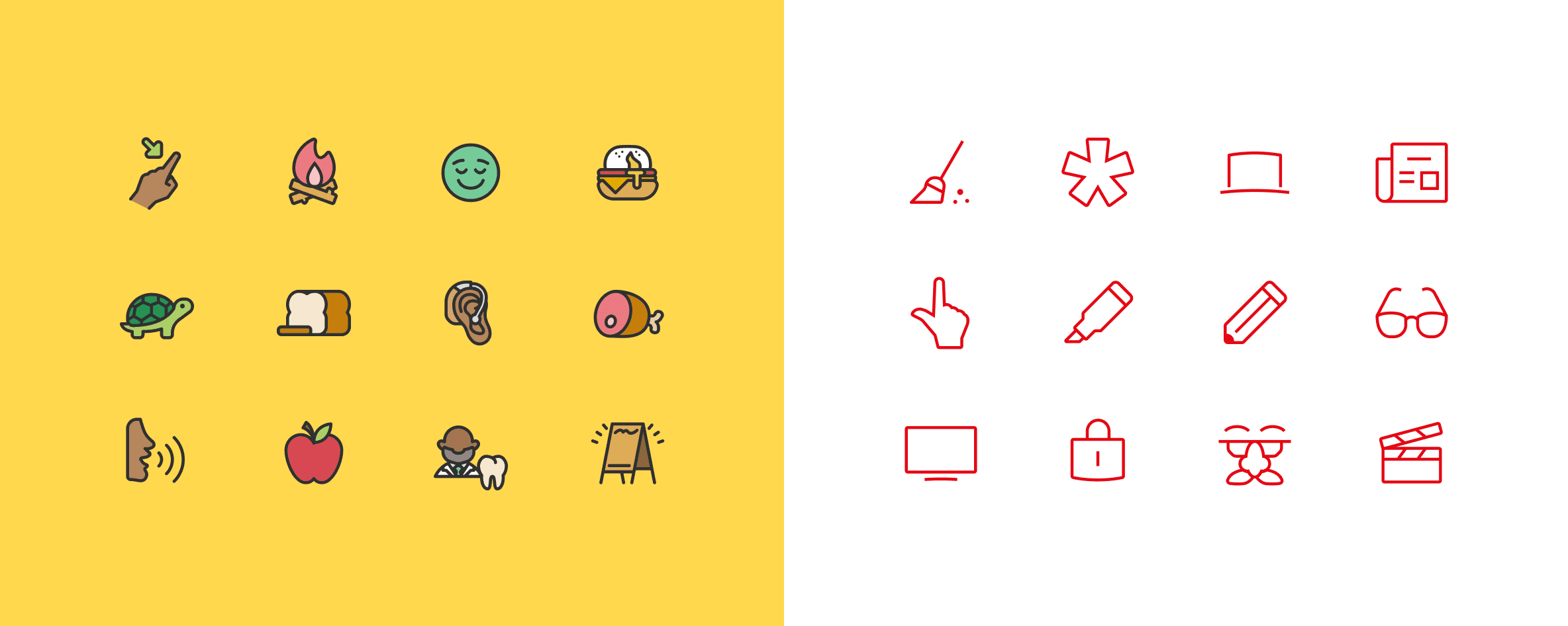 A small sample of icons created for Lingraphica and Netflix