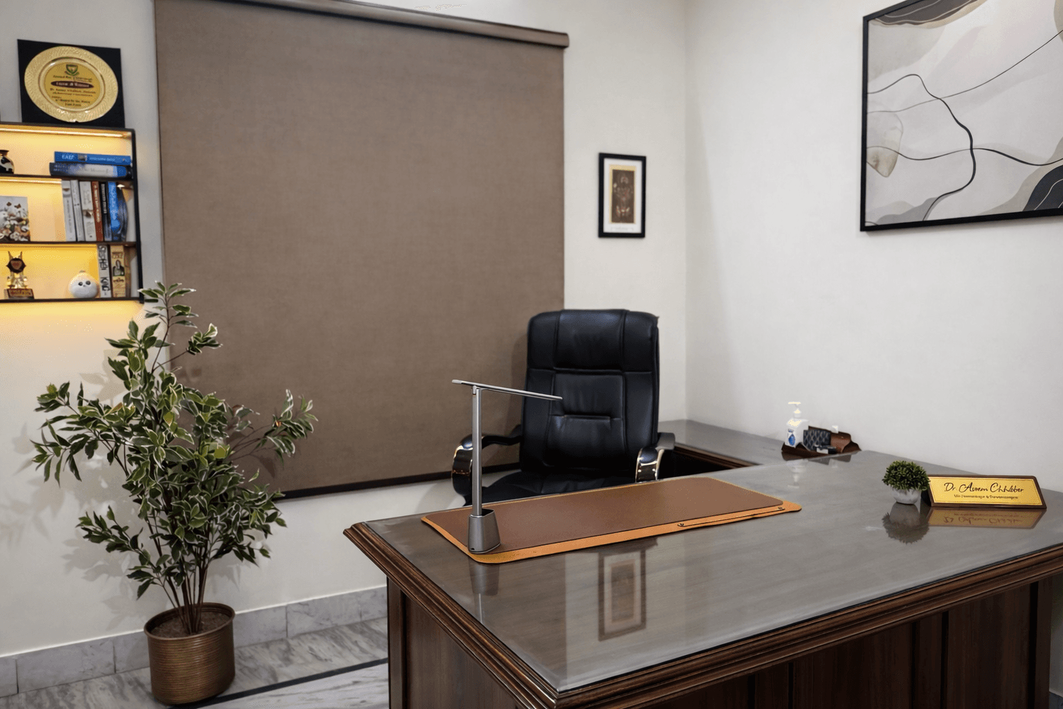 Hospital room with a bed