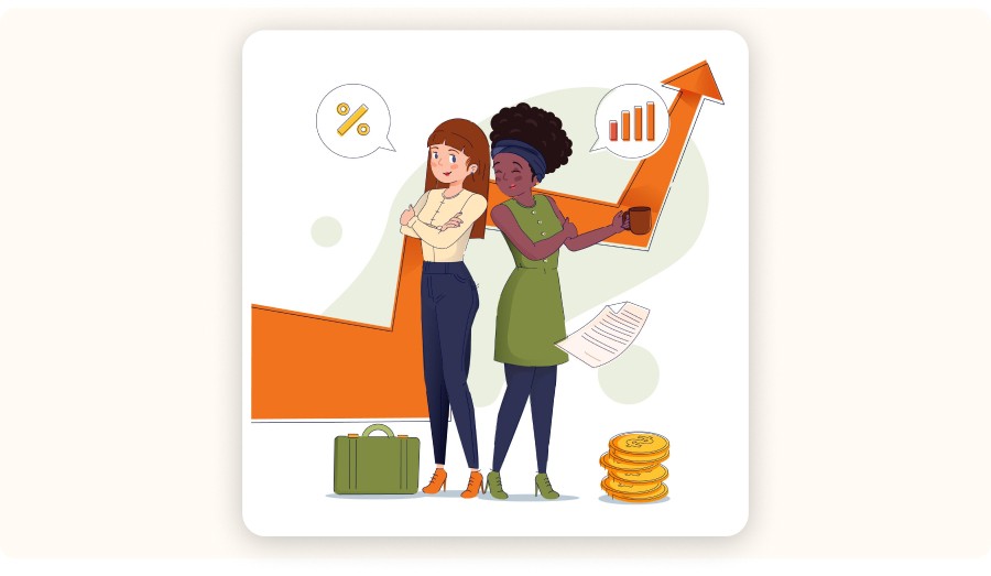 Women reviewing profitability charts