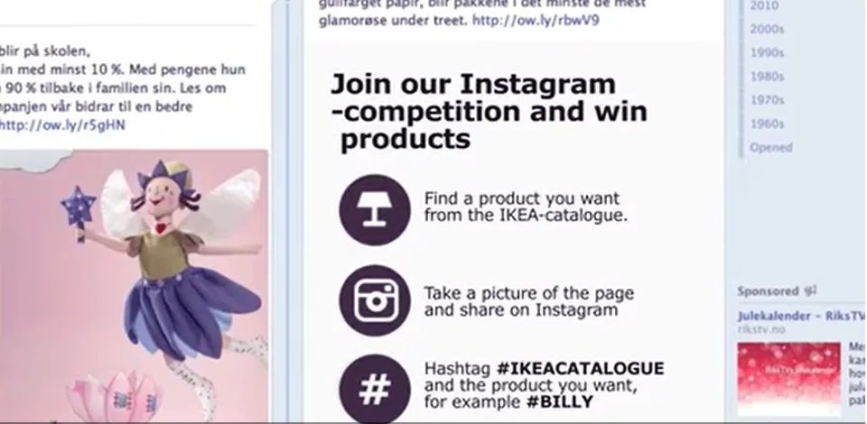 IKEAs post of entering a competition by sending pictures