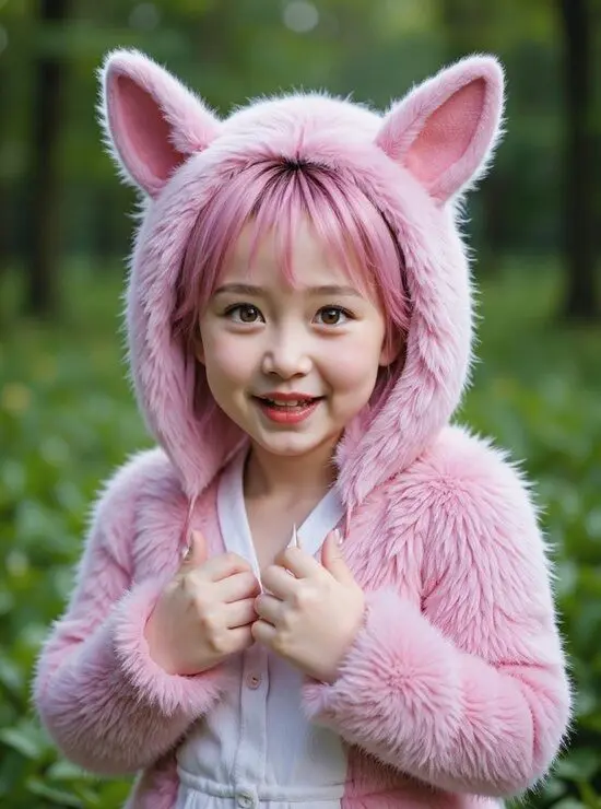 The child dressed in labubu style is generated by the ai money generator