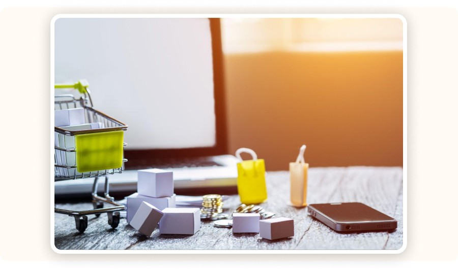 several items near a laptop