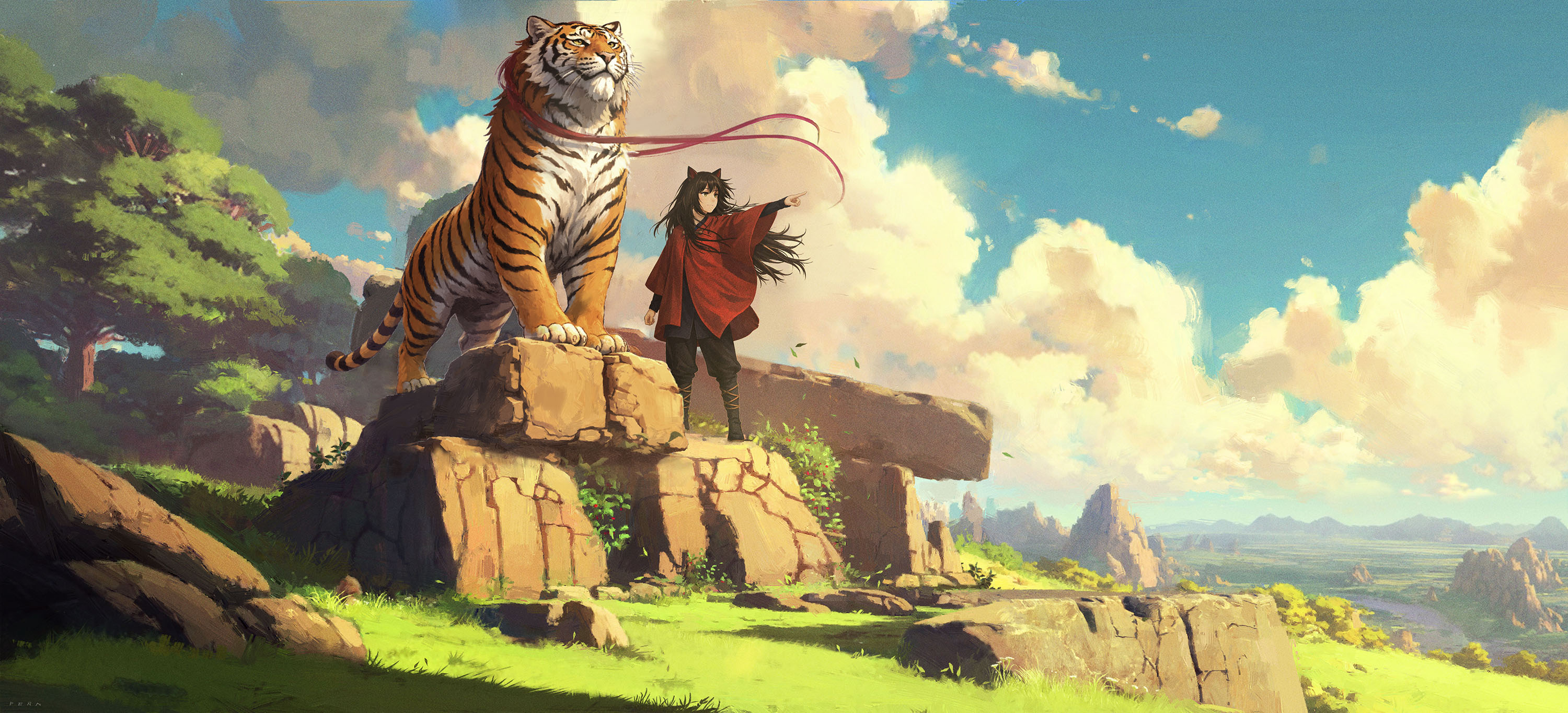 Hero concept art for Tigris & Michis – establishing the universe of mystical beings and ancient legends