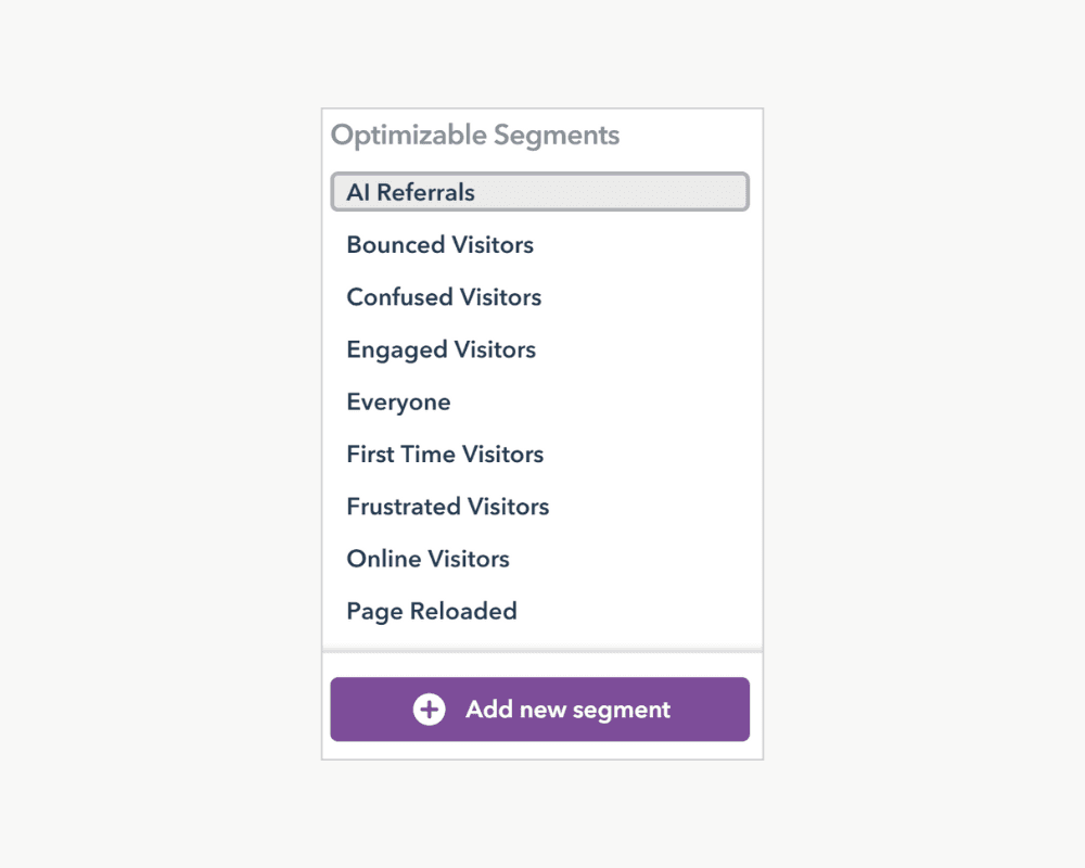 AI Referrals Optimizable Segment