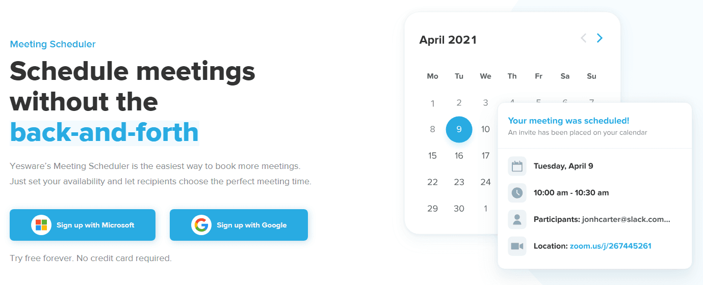 Yesware Meeting Scheduler