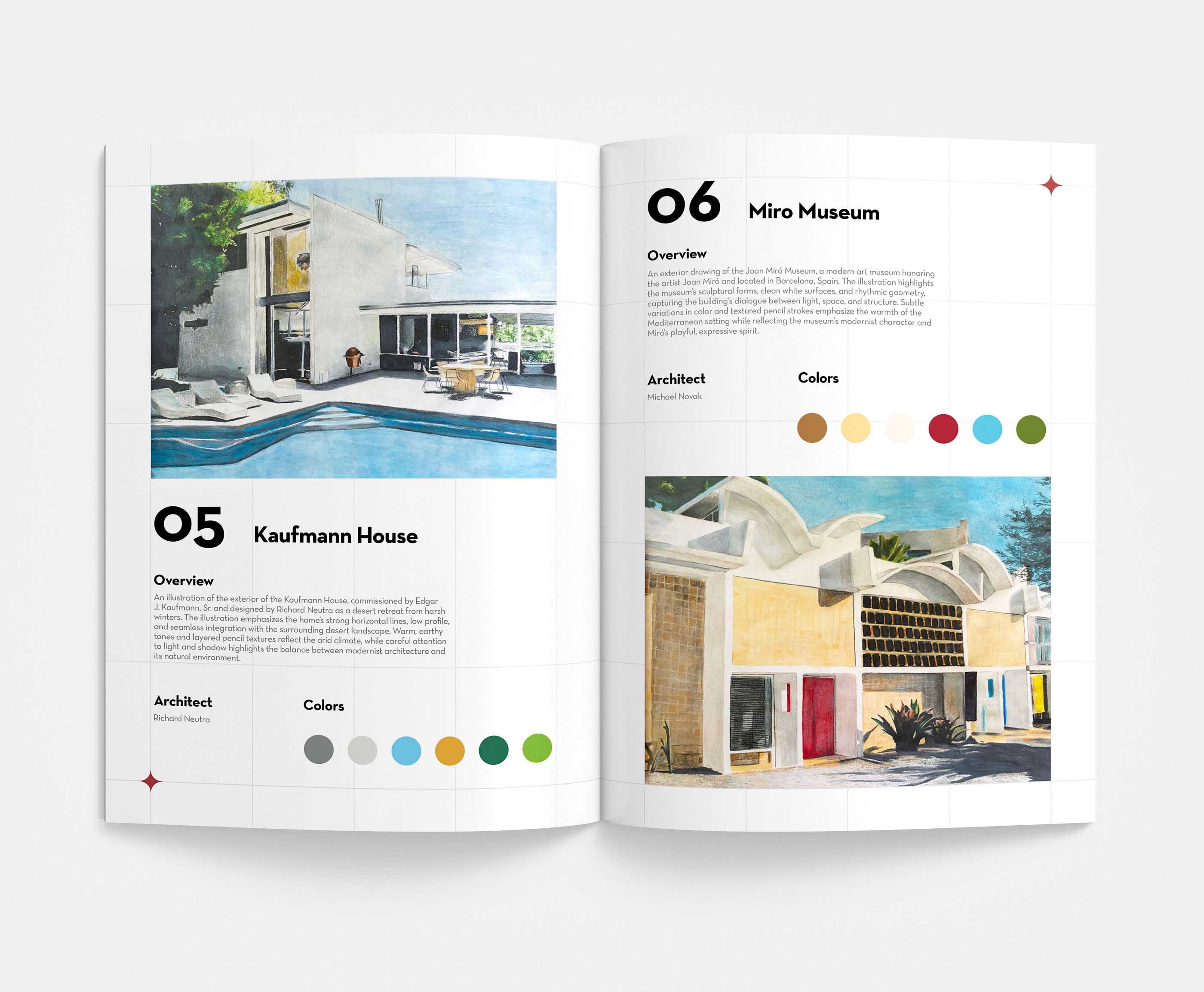 Pages 7 and 8 showcasing architecture drawings 5 and 6